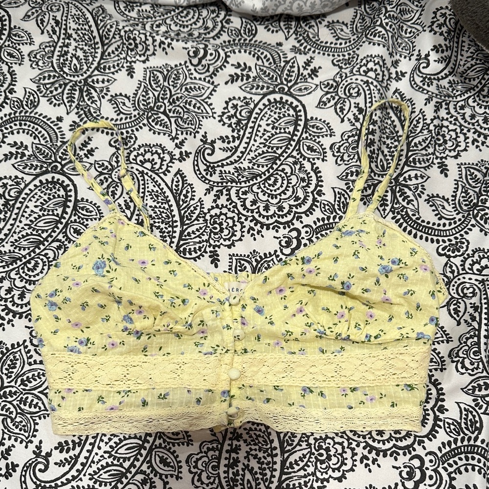 Aeropostale Yellow Floral Lace Camisole